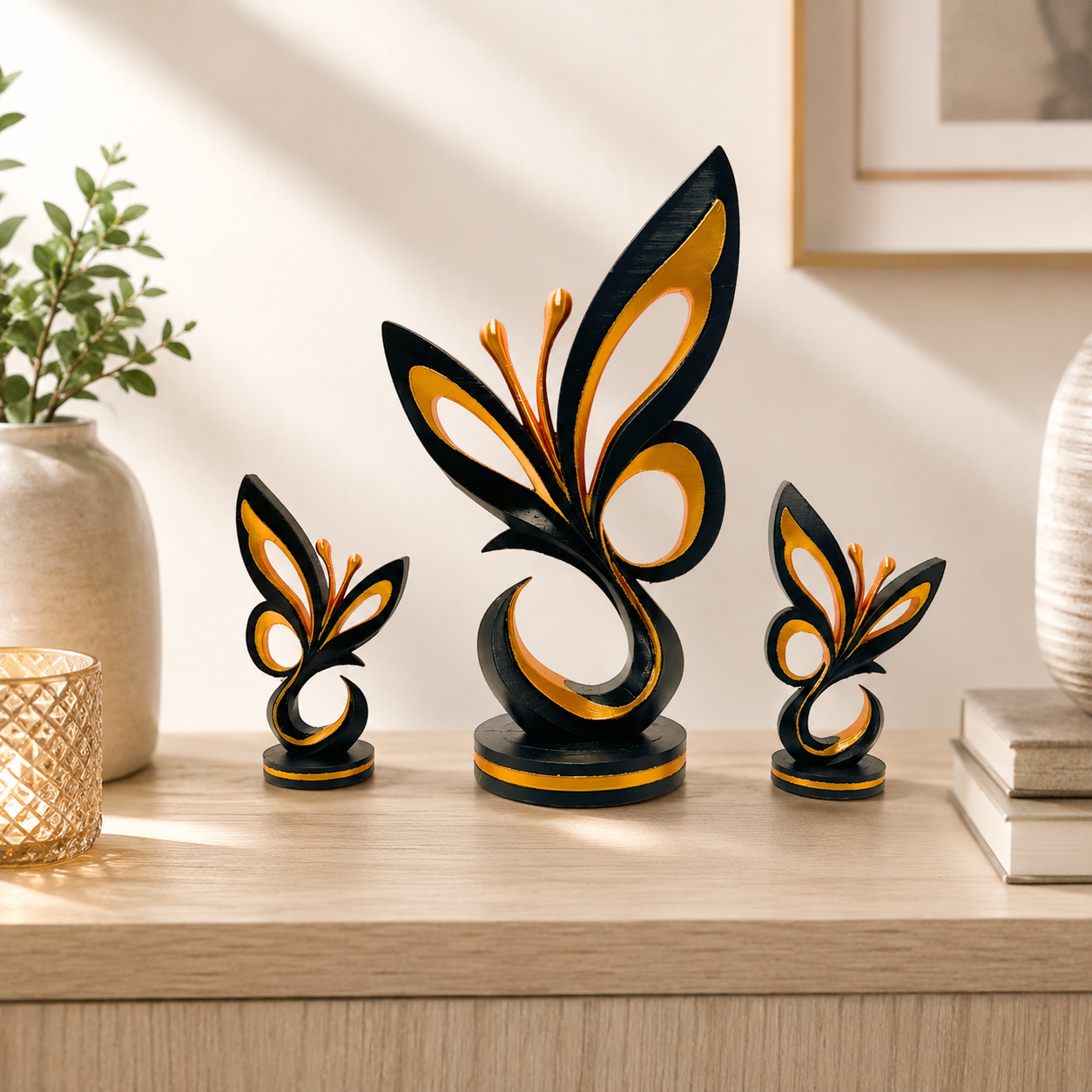 Golden Wings Butterfly Trio