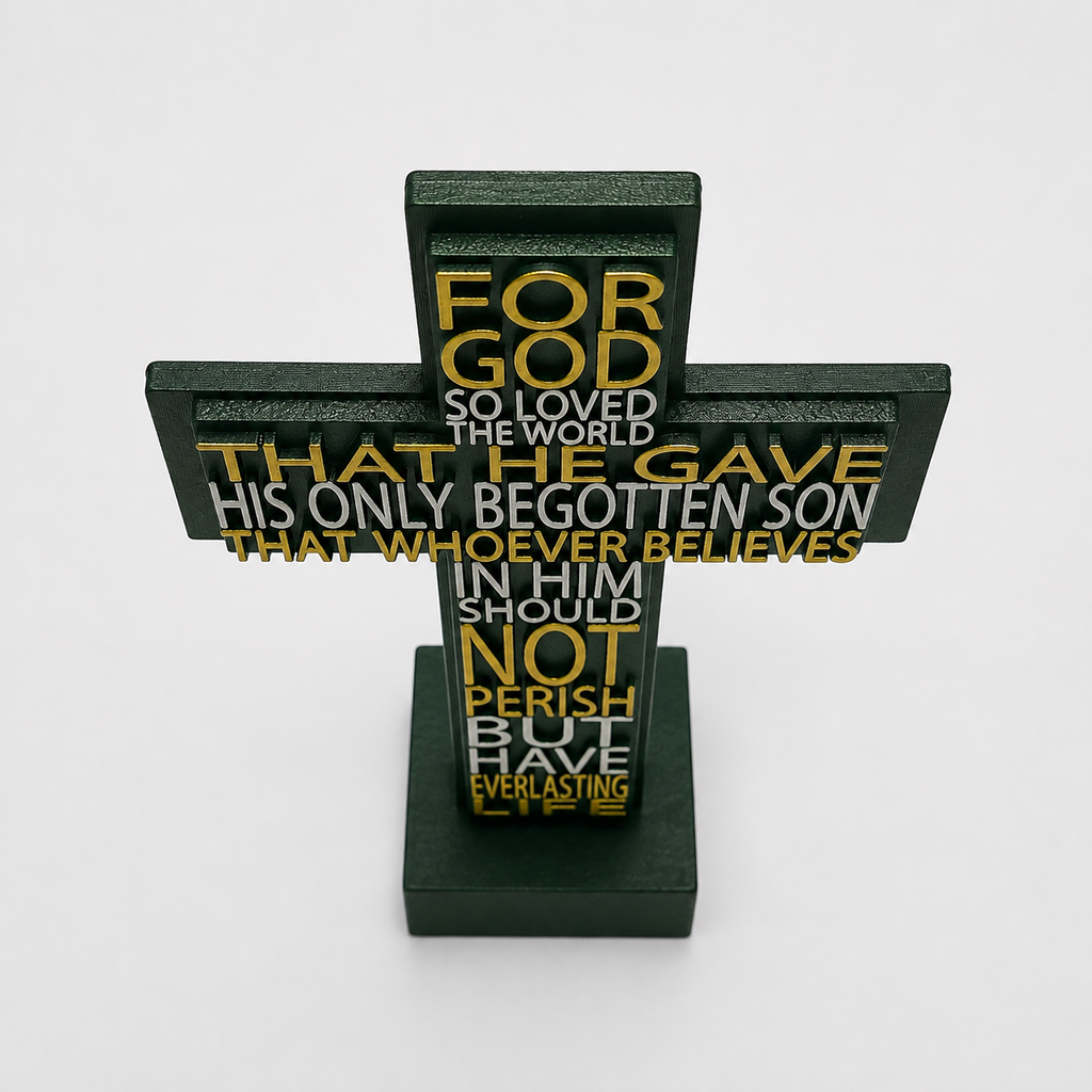 Everlasting Love John 3:16 Scripture Cross – Hunter Green Edition