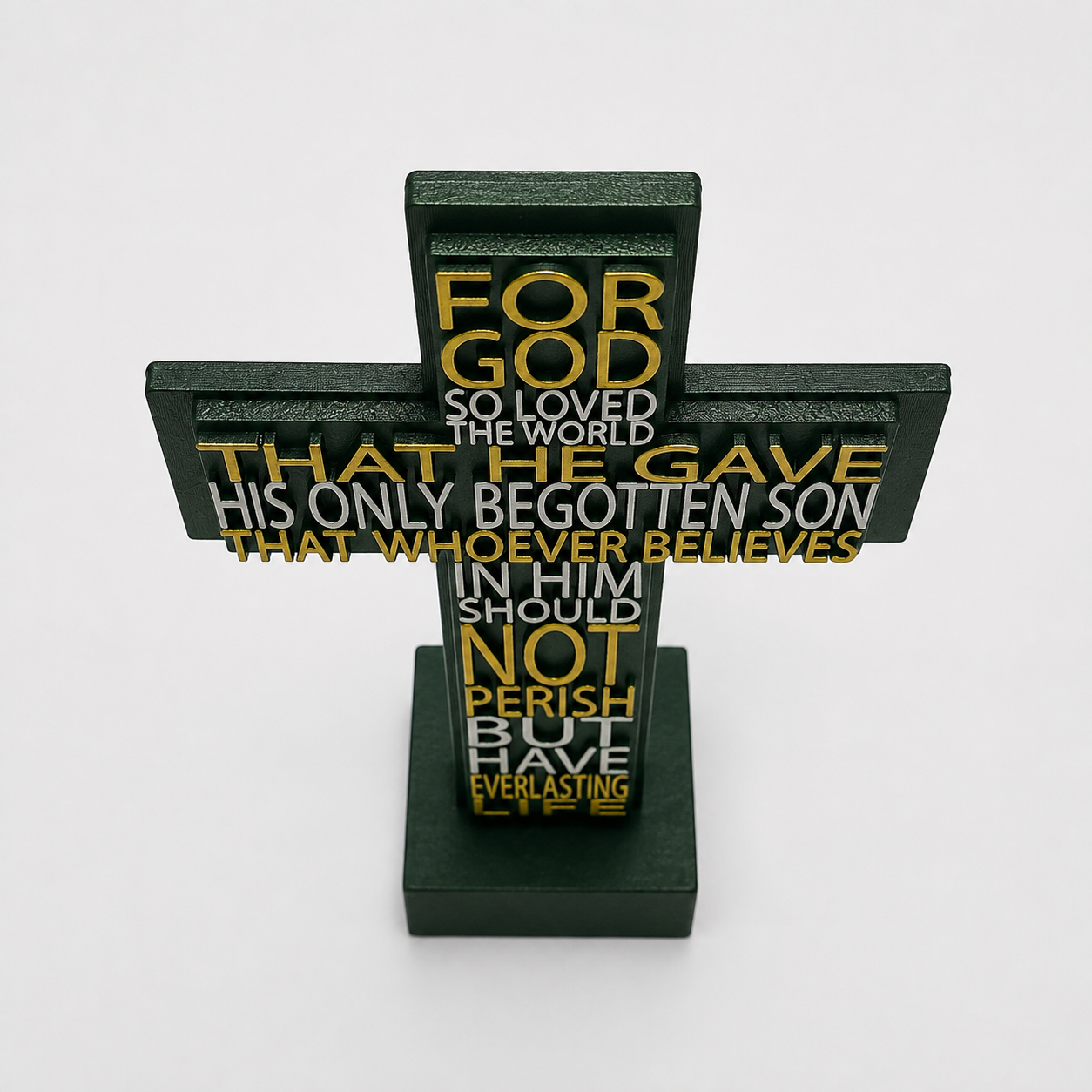 Everlasting Love John 3:16 Scripture Cross – Hunter Green Edition