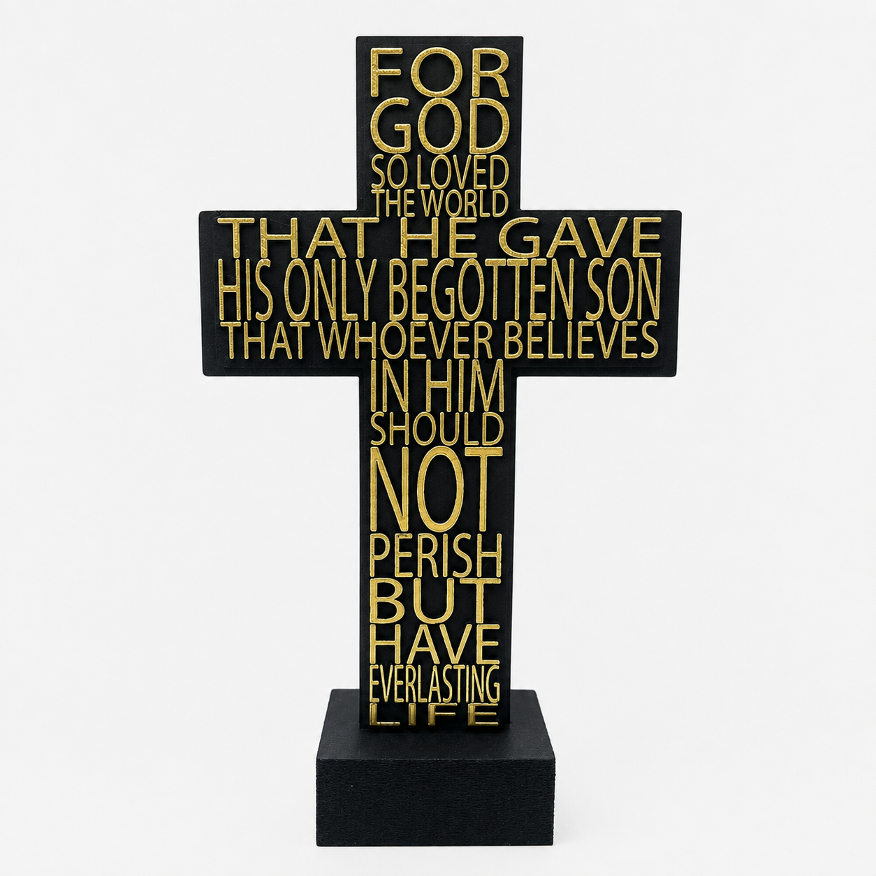 Everlasting Love John 3:16 Scripture Cross (Black)