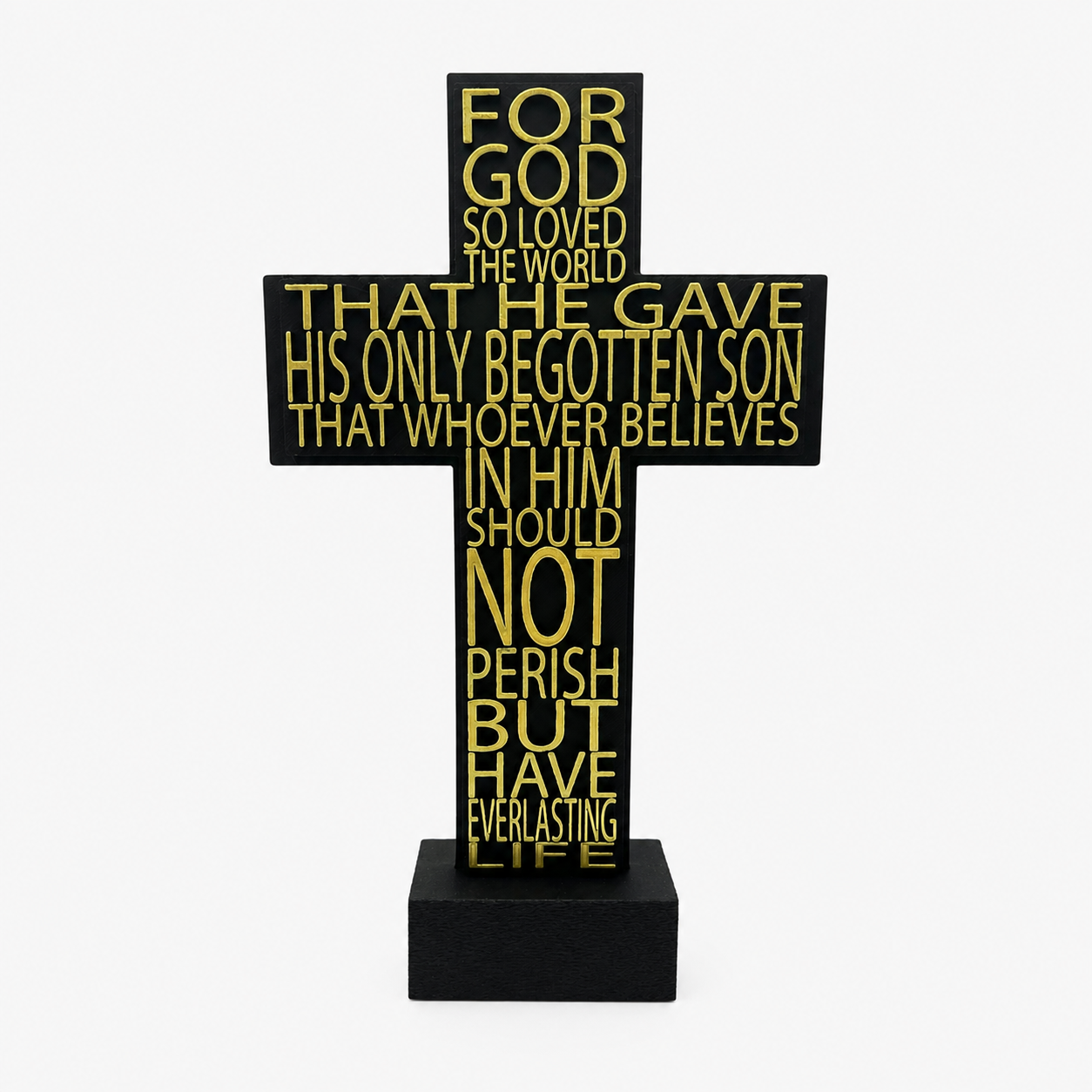 Everlasting Love John 3:16 Scripture Cross (Black)