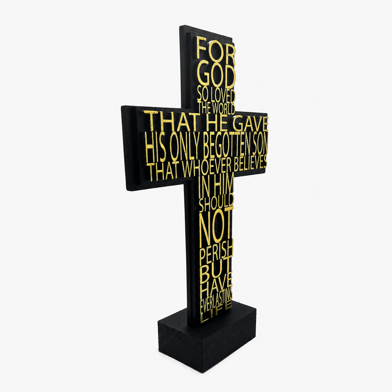 Everlasting Love John 3:16 Scripture Cross (Black)