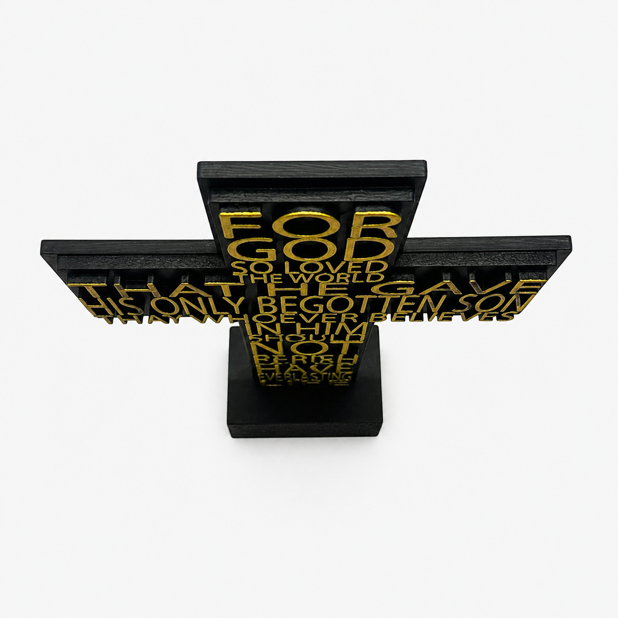 Everlasting Love John 3:16 Scripture Cross (Black)