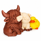 Pasture Pals – Highland Cow, Piglet & Duckling Figurine Set