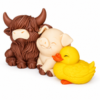 Pasture Pals – Highland Cow, Piglet & Duckling Figurine Set