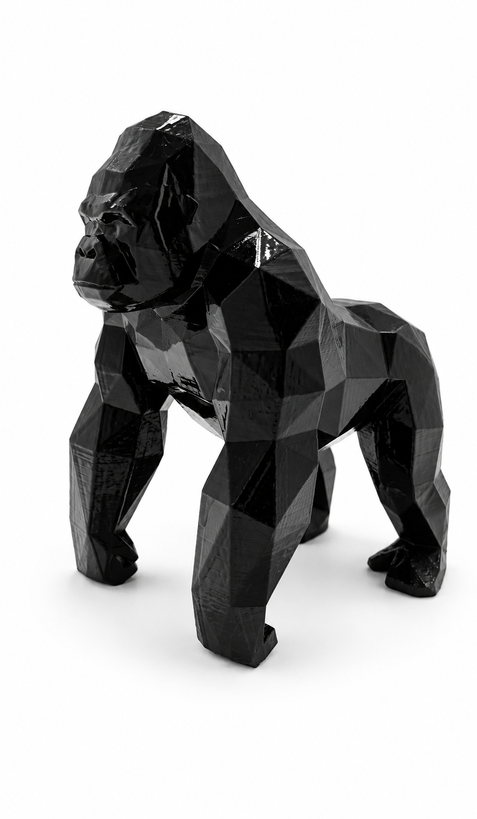 Midnight Sentinel – Geometric Gorilla Sculpture