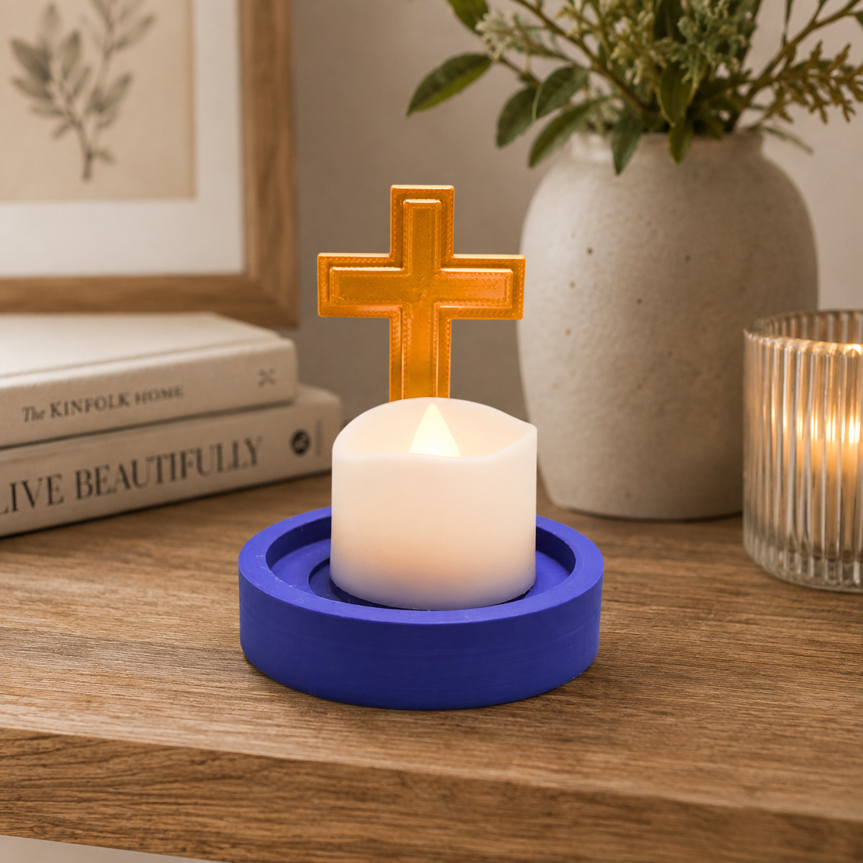 Guiding Light Cross Tealight Holder