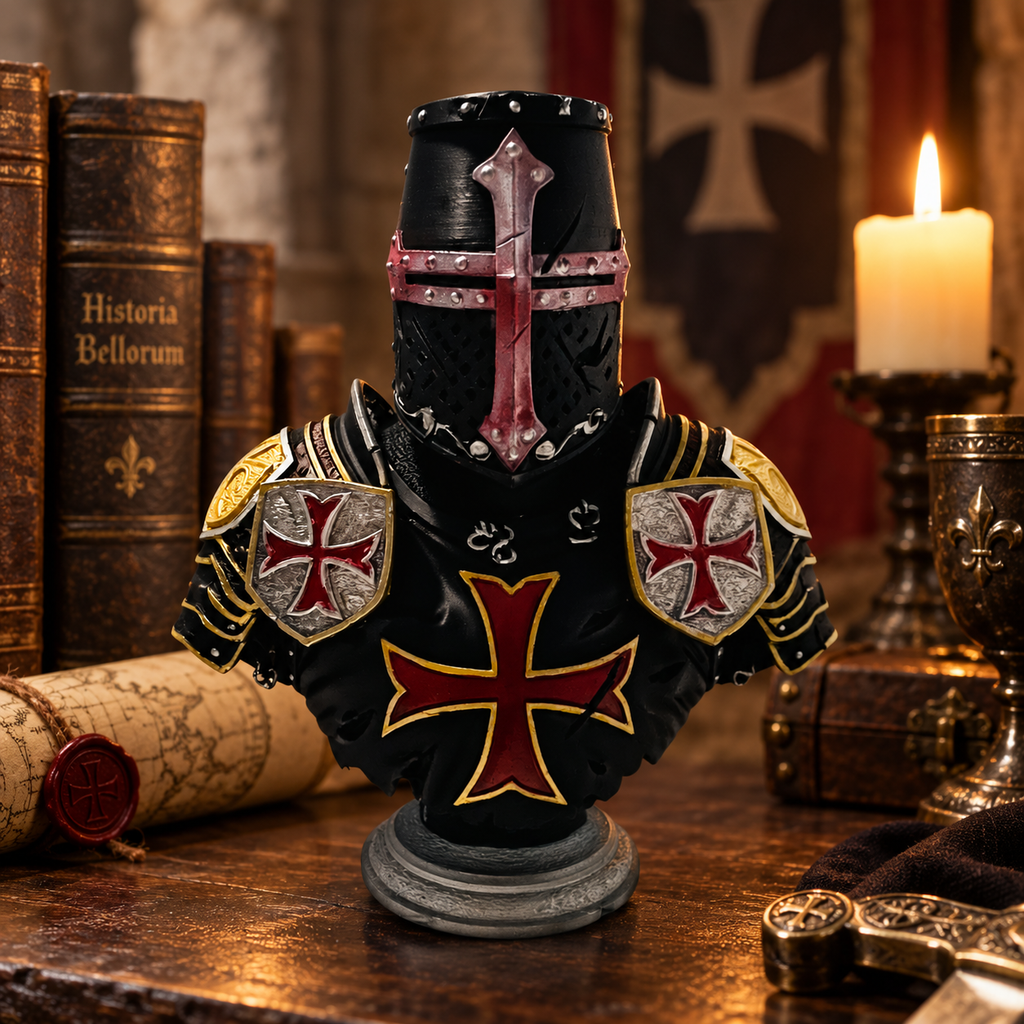 Medieval Crusader Knight Bust – One-of-a-Kind Hand-Painted Display Piece