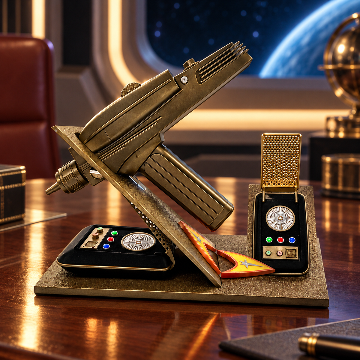 Starfleet Captain's Legacy Phaser & Communicator Retirement Display Set
