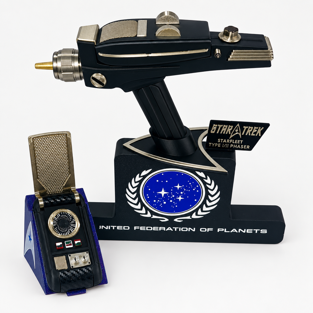 Starfleet Collector Display Set – Phaser, Communicator & Federation Display