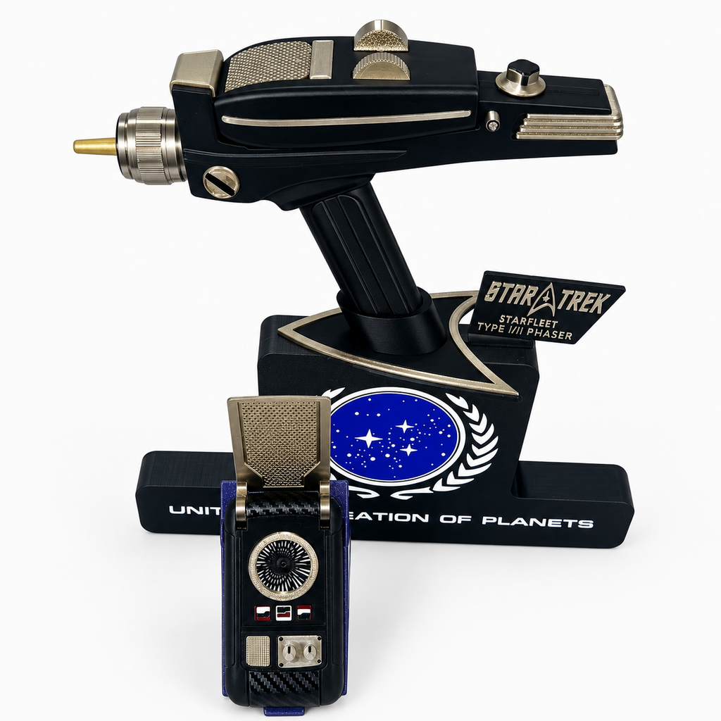 Starfleet Collector Display Set – Phaser, Communicator & Federation Display