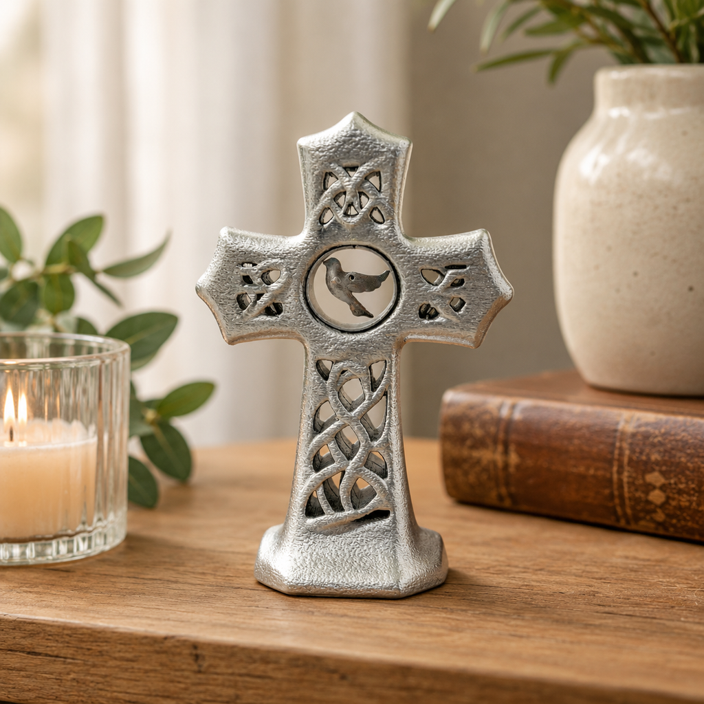 Spirit of Grace Celtic Dove Cross - Silver