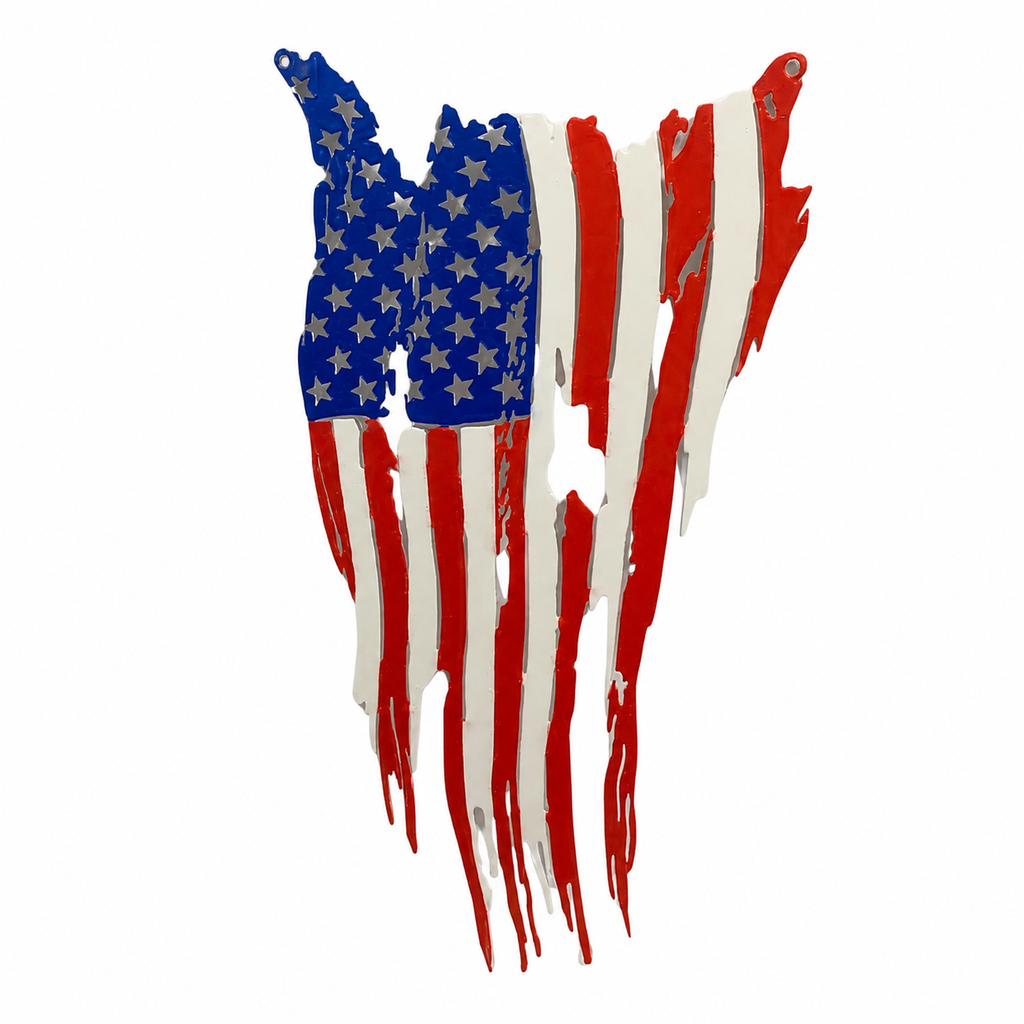 Tattered American Flag Sign